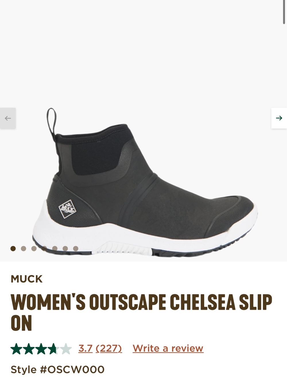 Muck Women’s Outscape Chelsea Slide on Black NIB